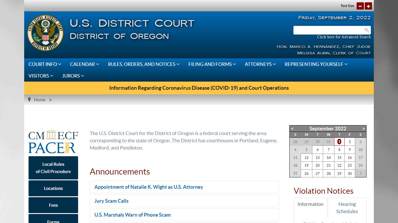 Oregon U.S. District Court